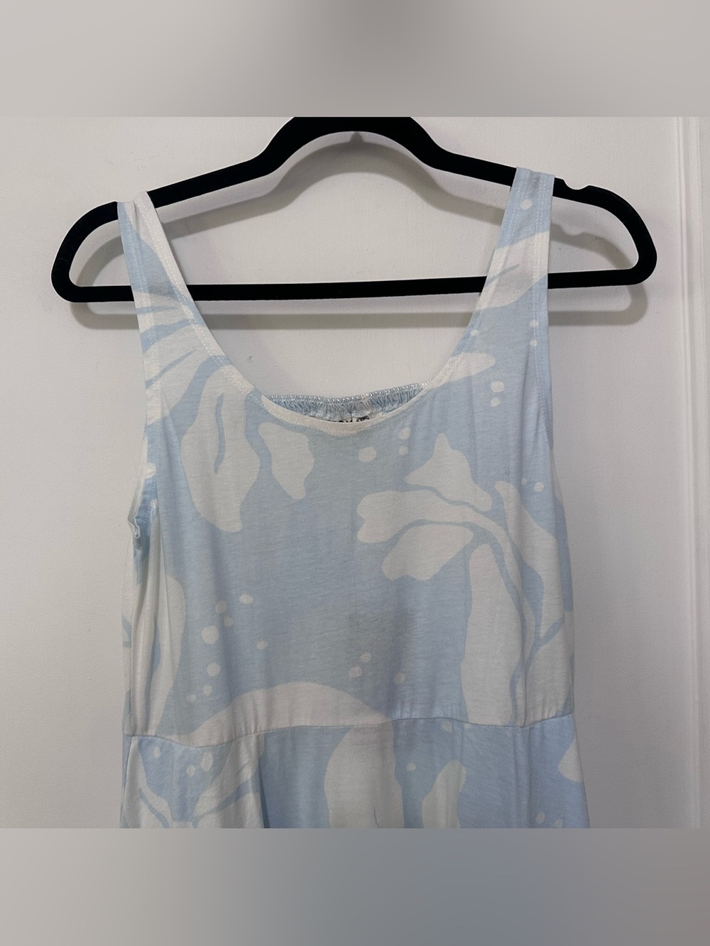 Happy Earth NWT Lily midi dress light blue/white floral print organic cotton -L - Picture 9 of 15